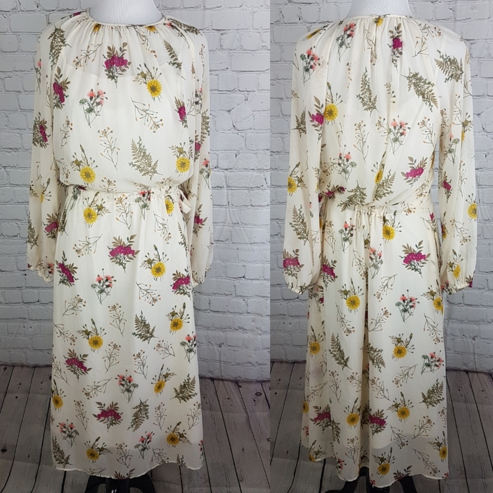 Chiffon Floral Long Sleeve Dress